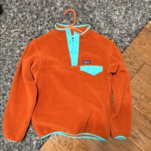 Patagonia Men's Zip-Up Sweater in Orange and Teal